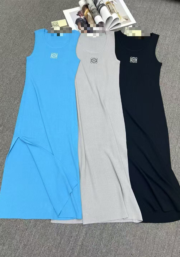 Sleeveless Round Neck Vest Elastic Knitting Dress Women Slim Fit Long Dress