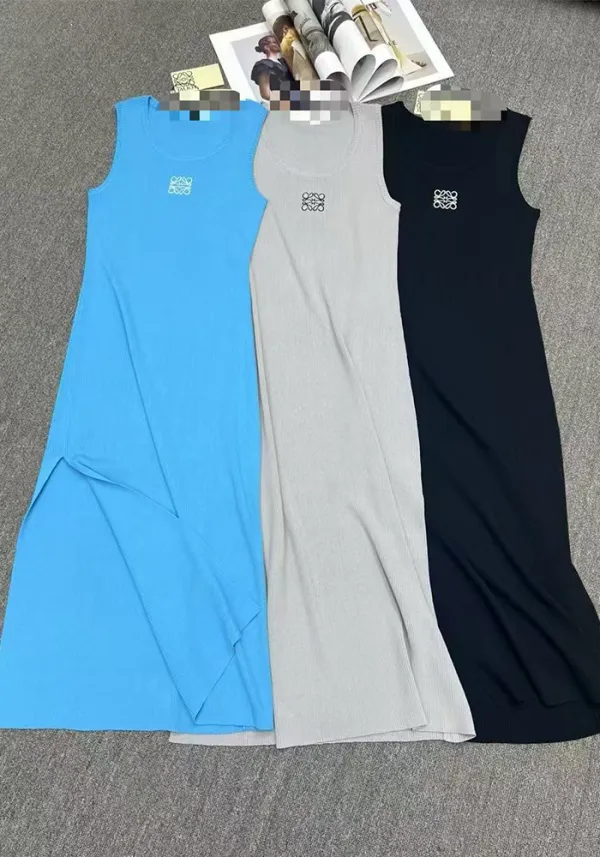 Sleeveless Round Neck Vest Elastic Knitting Dress Women Slim Fit Long Dress