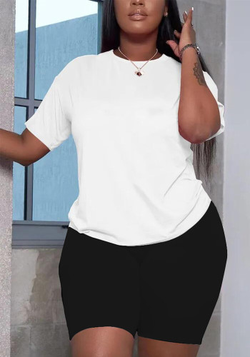 Plus Size Women Casual Two-piece Shorts Set