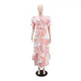 Women Casual Holidays Print Short Sleeve Dress