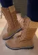 Autumn and Winter Women's Thick Heel Solid Color High-top Flat Heel Side Zipper Round Toe Martin Boots