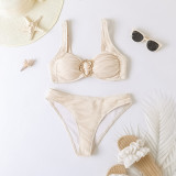 pleated low waist sexy Two Pieces bikini swimsuit for women