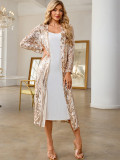 Sexy See-Through Mesh Sequin Long  Women's Coat