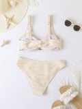 pleated low waist sexy Two Pieces bikini swimsuit for women