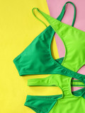 hollow contrast sexy one-piece swimsuit