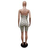 Halter Neck Strapless Women Printed Slim Fit Jumpsuit