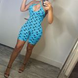 Halter Neck Strapless Women Printed Slim Fit Jumpsuit