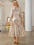 Sexy See-Through Mesh Sequin Long  Women's Coat