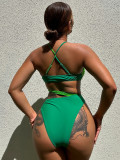 hollow contrast sexy one-piece swimsuit