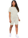 Solid color sports Casual two-piece Shorts Set