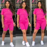 Solid color sports Casual two-piece Shorts Set