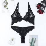 Women Lace Heart Print Crystal See-Through Sexy Lingerie