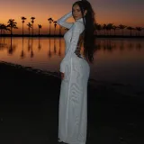 Women Elegant Sexy Backless Stand Collar Long Sleeve Solid Maxi Dress