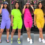 Solid color sports Casual two-piece Shorts Set