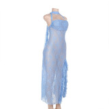 Women Holidays Lace See-Through Sexy Strap Dress