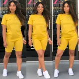 Solid color sports Casual two-piece Shorts Set