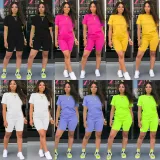 Solid color sports Casual two-piece Shorts Set