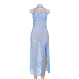 Women Holidays Lace See-Through Sexy Strap Dress