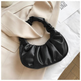 women Korean one-shoulder bag French bag fashion pleated handbag underarm bag
