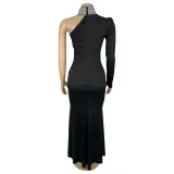 Women Sexy Off Shoulder Beaded Slit Dress