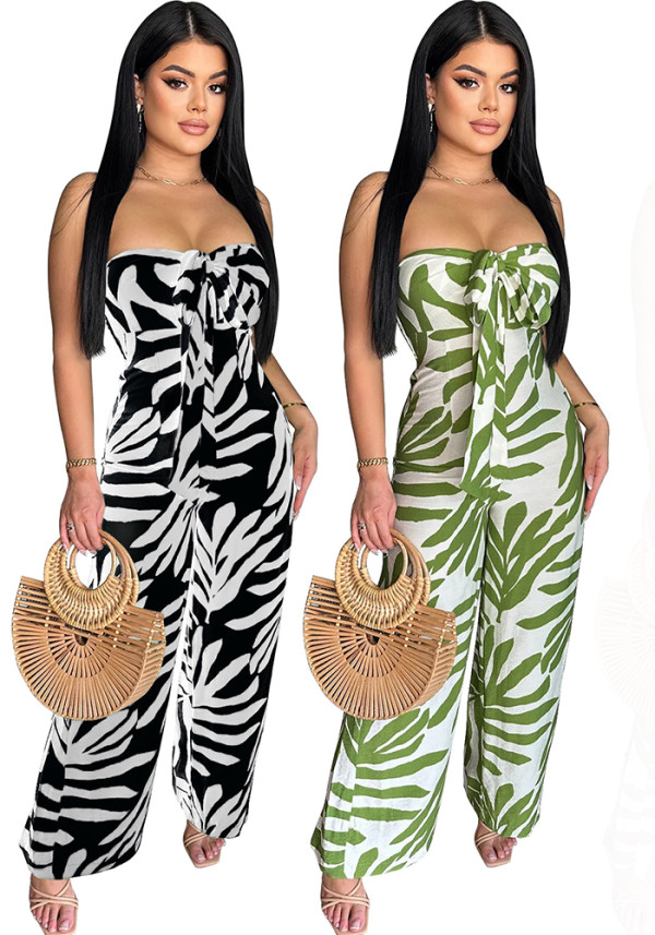 Women Printed Off Shoulder Jumpsuit