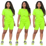 Solid color sports Casual two-piece Shorts Set