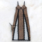 Women Half See-Through Lace Suspender Dress Sexy Lingerie Set
