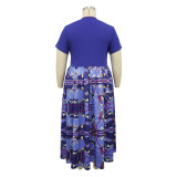Plus Size African Women Pleated Dress
