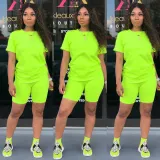 Solid color sports Casual two-piece Shorts Set