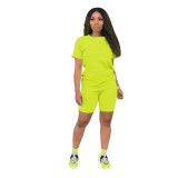 Solid color sports Casual two-piece Shorts Set