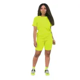 Solid color sports Casual two-piece Shorts Set