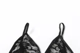 Women Summer V Neck Sexy Mesh See-Through Top and Shorts Sexy Lingerie Two Piece Set