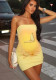 Women Summer Sexy Strapless Butterfly Print Bodycon Dress