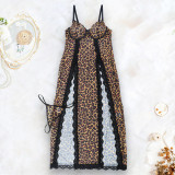 Women Half See-Through Lace Suspender Dress Sexy Lingerie Set