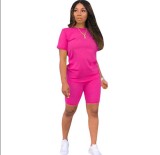 Solid color sports Casual two-piece Shorts Set