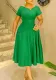 Women Summer Solid V Neck Short Sleeve African Dress
