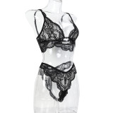 Women Lace Heart Print Crystal See-Through Sexy Lingerie