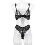Women Lace Heart Print Crystal See-Through Sexy Lingerie