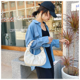 women Korean one-shoulder bag French bag fashion pleated handbag underarm bag