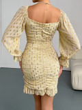 Women Summer Long-sleeved Sparkling Dress