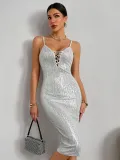 Women Solid Sequin Sexy Party Bodycon Dress