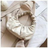 women Korean one-shoulder bag French bag fashion pleated handbag underarm bag