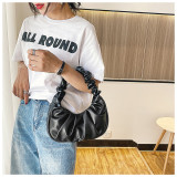 women Korean one-shoulder bag French bag fashion pleated handbag underarm bag