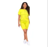Solid color sports Casual two-piece Shorts Set