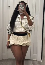 Women Summer Zipper Short Sleeve Crop Top and Bodycon Skirt Two Piece Set