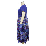 Plus Size African Women Pleated Dress