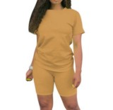 Solid color sports Casual two-piece Shorts Set