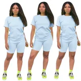 Solid color sports Casual two-piece Shorts Set