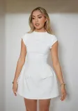 Women Solid Round Neck pocket dress
