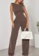 Women Casual Round Neck sleeveless Top and trousers Two Piece Set